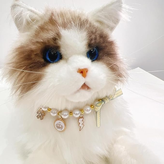 Pet Collar with Pearl Pendant, Dog or cat Pearl Necklace, Fashion Accessory for Cat or Dog, Elegant and Premium Design, Designs (White, S 20-25cm(Neck Girth))