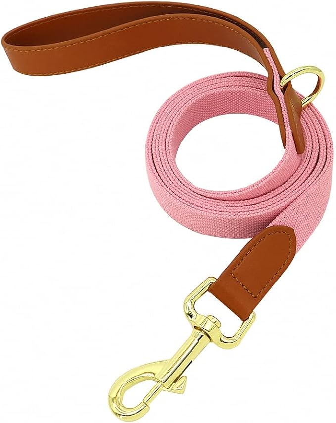 Small Dog Collar Leash Set Nylon Pet Collars Walking Lead Cute Puppy Bowknot Necklace for Small Medium Dogs Cats Adjustable Pink Leash M