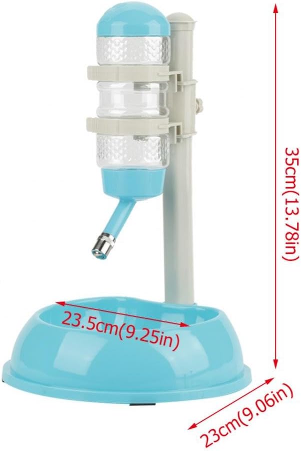 Pet Standing Water Dispenser Bowl Automatic Feeders Dispenser No Drip Water Bottle Height-Adjustable Dog Drinking Bowl Detachable Pole Self-Feeder with Non-Slip Pads for Cats Dogs