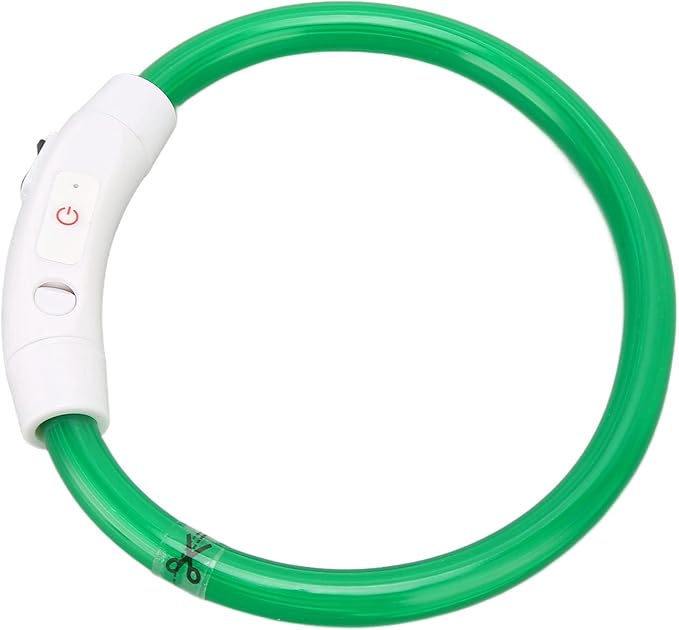 Airshi Glowing Lighted Collar, Rechargeable LED Dog Collar 3 Light Modes Cuttable Length Weather Resistant PVC TPU for Small Medium Large Dogs (S)