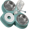 ibasenice Automatic Double Bowl Pet Feeder with 720ml Stainless Steel Bowls, Anti-Skid Multi-Function Water and Food Dispenser for Cats and Dogs, Household Feeding Station for Puppies
