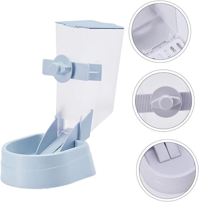 YARNOW 2l Automatic Hanging Dog Feeder Bowl Pet Food Dispenser for Crate Use in Blue, Puppy Feeding Station with Gravity-Feed Design for Small to Medium Dogs
