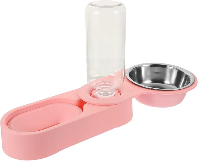 Cat Feeder Dispenser Auto Feed Elevated Stainless Steel Bowl Food Water