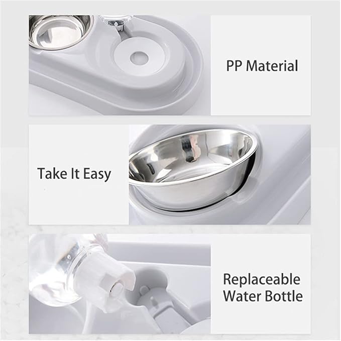 Automatic Pet Drinking Water Bottle Dog Cats Feeder Bowl Dog Food Feeder Double Dog Bowl Will Not MouthHair Get Wet (Color : Blue) (Pink)
