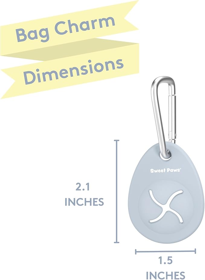 Dog Poop Bag Holder Charm for Hands-Free Carry of Used Poop Bag, Durable Eco-Friendly Silicone Dog Walking Accessory with Carabiner Clip -Lavender Cream