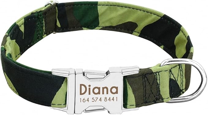 Dog Collar Personalized Nylon Small Dogs Puppy Collars Engrave Name ID for Small Medium Large Pet Pitbull German Shepherd 6 L