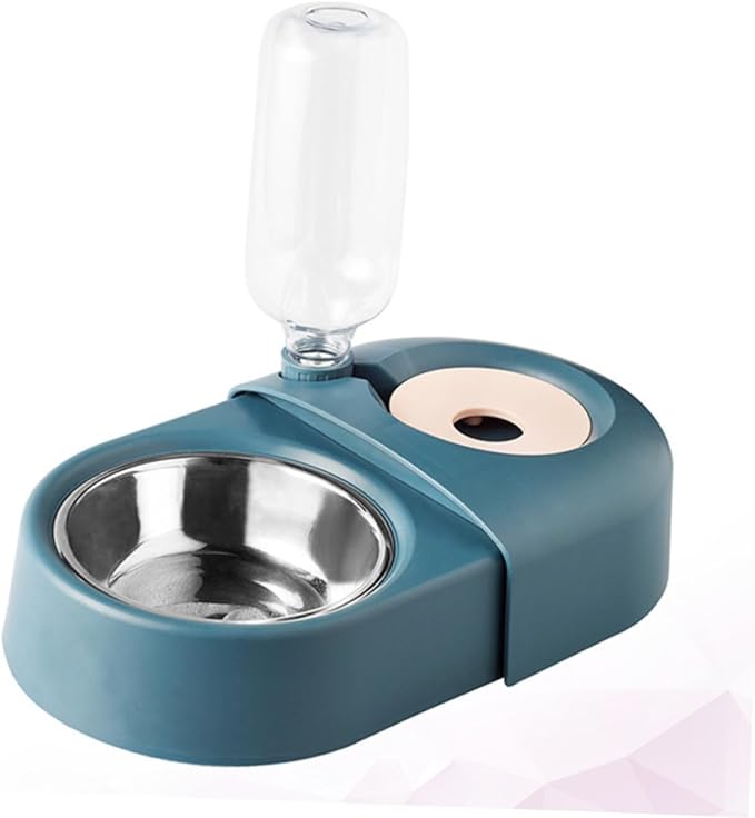 Automatic Dog and Cat Water Bowl Pet Feeder Splash-Proof Food and Water Dish Blue Suitable for Indoor Use