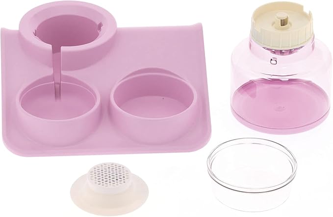 2-in-1 Double Dog Cat Bowls, Pet Water and Food Bowl Set, 1.8L Automatic Water Dispenser Detachable Bowl No-Spill Dog Waterer, Pet Feeder Auto Pets Waterer for Cat and Small Dog (Pink)