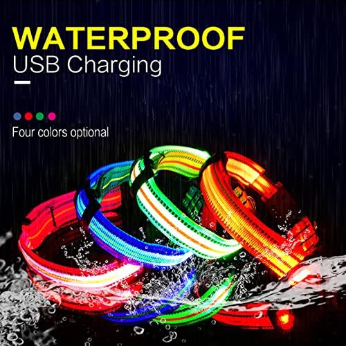 USB Rechargeable Dog Collar Light with Reflective Strips, Waterproof & Adjustable, Bright LED Light for Night Walking, Safety Glow Collar for Dogs