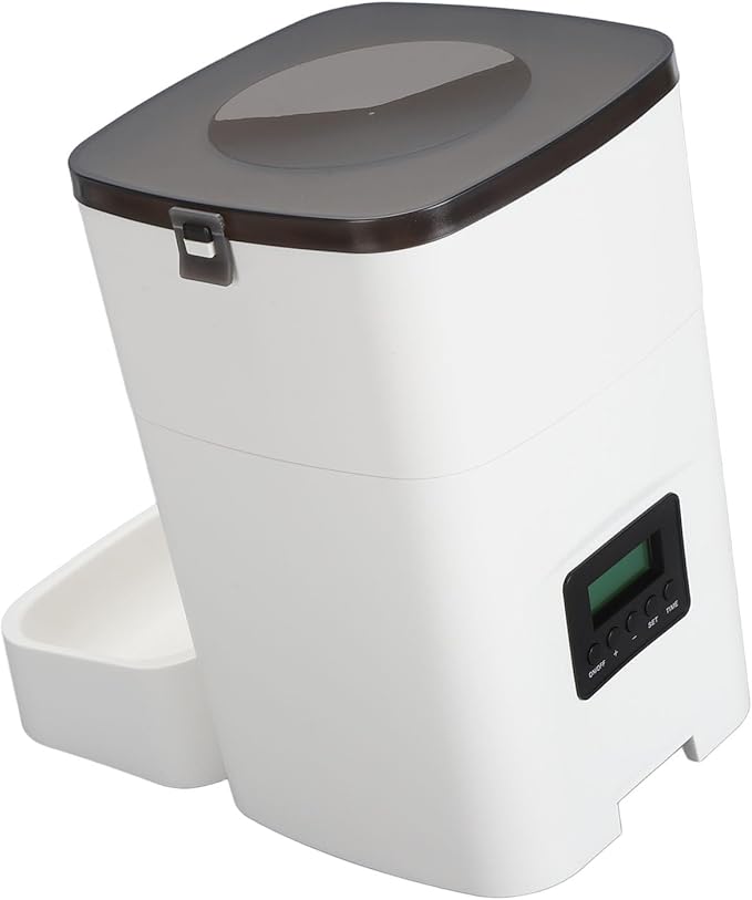 Automatic Pet Feeder, Remote Control, Large Capacity Automatic Cat Dog Feeder for Home, Built in Smart System for Precise Timing and quantified Feeding, with Music Reminder (White)