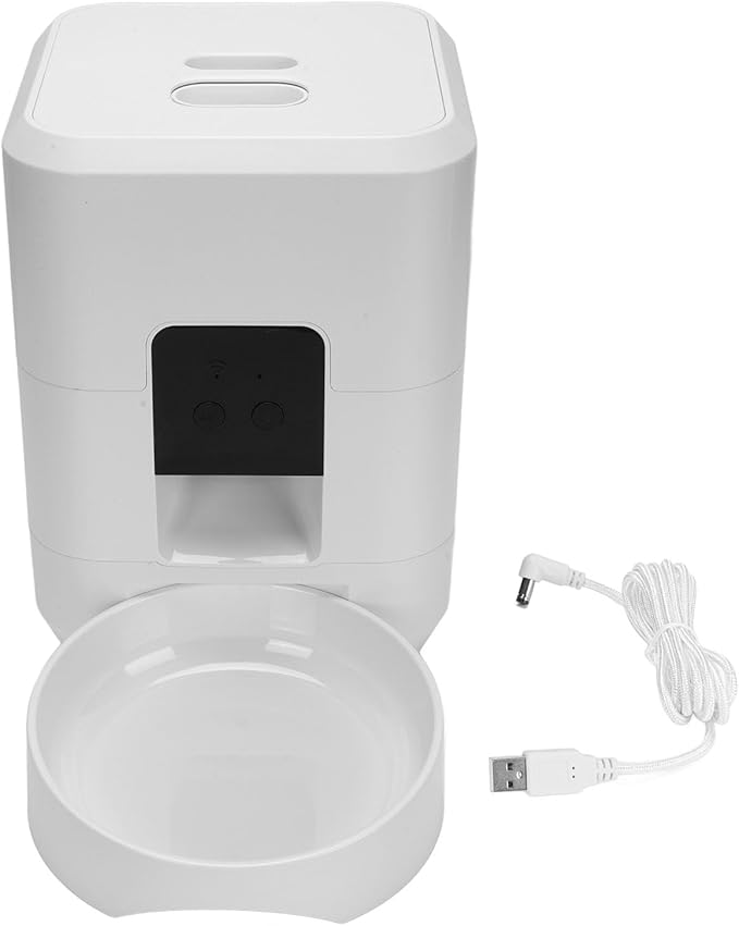 Automatic Pet Feeder, Smart Timed and Portion Controlled Feeding Food Container for Cat Dog, Connection Cat Dog Dry Food Dispenser, Dog Feeding Station, Pet Supplies (White)