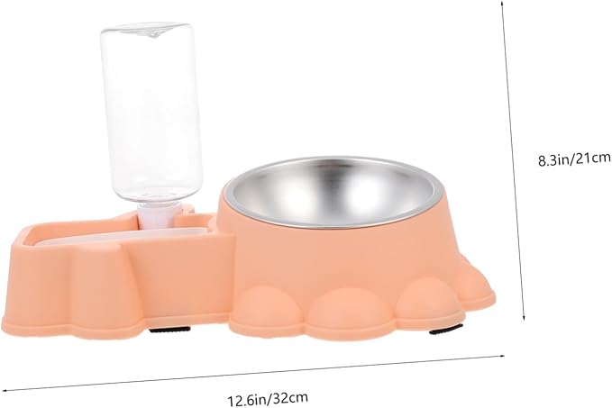NUOBESTY Automatic Stainless Steel Dog Feeder Bowl with Water Dispenser Break-Resistant Pet Food and Water Container for Busy Pet Owners Multifunctional Lightweight Design in Orange Pink