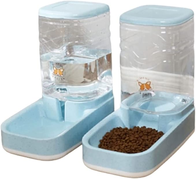 Feeder 3.8L Automatic Dog Feeder and Water Dispenser Set Gravity Self Feeding Food Waterer for Small Medium Cats Dogs Kitten Puppy Pet Water Dispenser