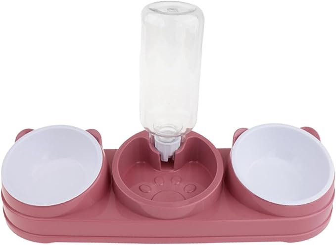Pet Double Bowl Feeder with Water Dispenser for Dog Cats Feeding Watering Treats Dry Food Dish Home Dishware Double Food Water Feeder