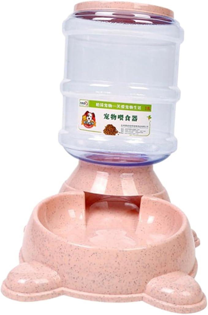 1Pc Automatic Pet Feeder Refillable Food Dispenser Container for Dogs and Cats Adorable Bear Shape Design Easy to for Home Shop Pink