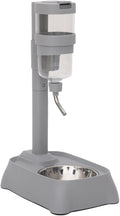 Gray Automatic Pet Drinking Fountain and Feeder Bowl with Height Adjustable for Dogs and Cats Adjustable Pet Bowl