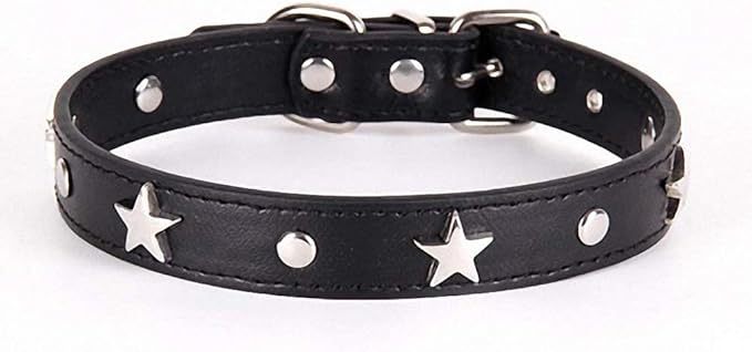 Pet Dog Collars Walking Running Puppy Neck Leash Leather Breathable Collars for Small Dog Cat Black L
