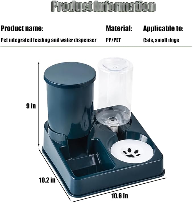 Automatic Cat & Small Dog Feeder - Programmable Portion Control, Stainless Steel Bowl, Gravity Fed Drinker, for Puppies/Kittens, Anti-Tip Design
