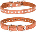 Serijoars Puppy Dog Collar with Crystal Diamond Colorful Bling Girl Puppy Small Dog Cat Collars (S, Brown)