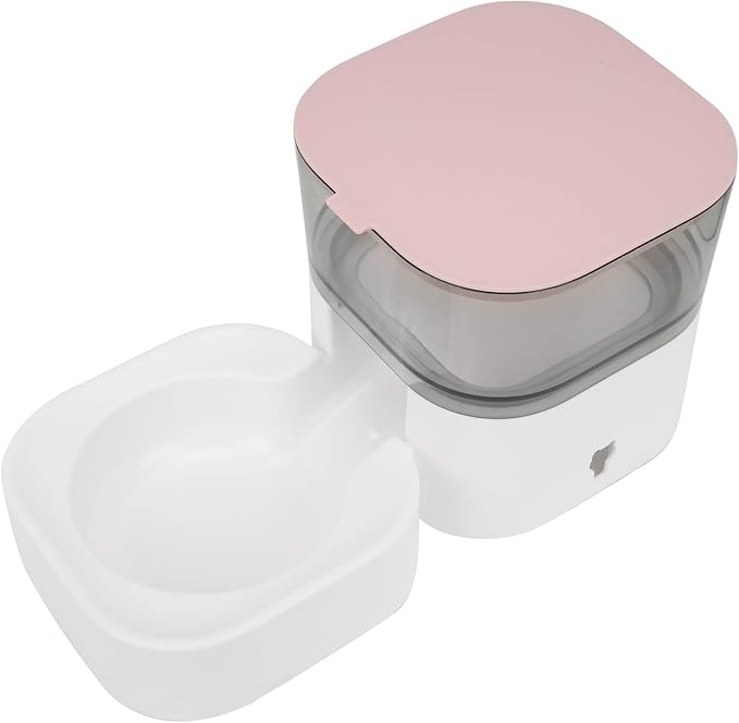 Pet Water Dispenser Automatic Self Dispensing Dog Food and Water Dispenser Station for Medium Small Dag Cats (Feeder (Pink))