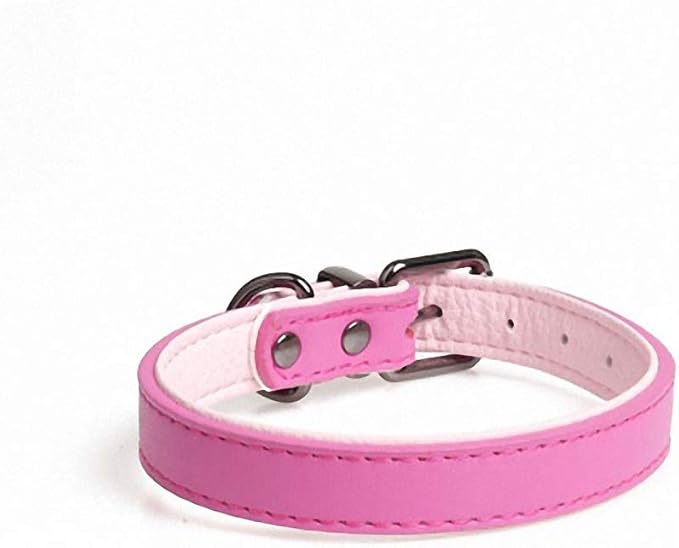 Dog Collar Necklace Leather Durable Collar Double Layer Double Color Puppy Pet Cat Collars Pink M