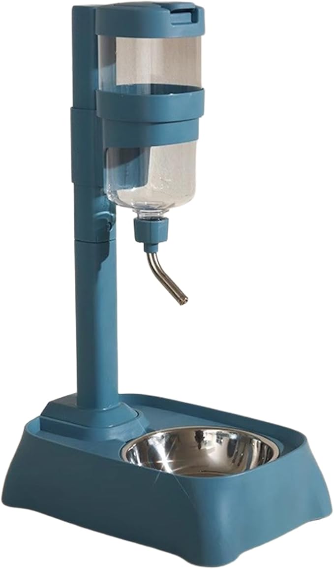 Gray Automatic Pet Drinking Fountain and Feeder Bowl with Height Adjustable for Dogs and Cats Adjustable Pet Bowl