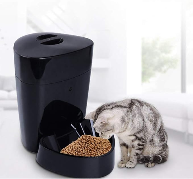 Black Remote Mobile Phone Control pet Dog cat Intelligent Automatic Feeder 4L Large Capacity Feeding Machine Bowl Timing quantitative Dual Power Supply