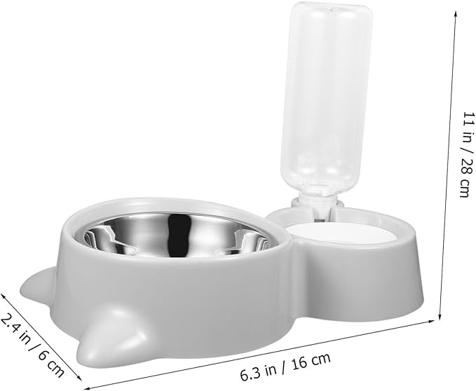 VANZACK Automatic Pet Feeder Bowl Double Dog Bowls with Water Dispenser Durable Design for Pets Convenient Pet Supplies Grey