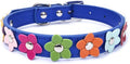 Mini Colorful Flower Puppy Dog Collar Girl Cat Collars Dark Blue XS