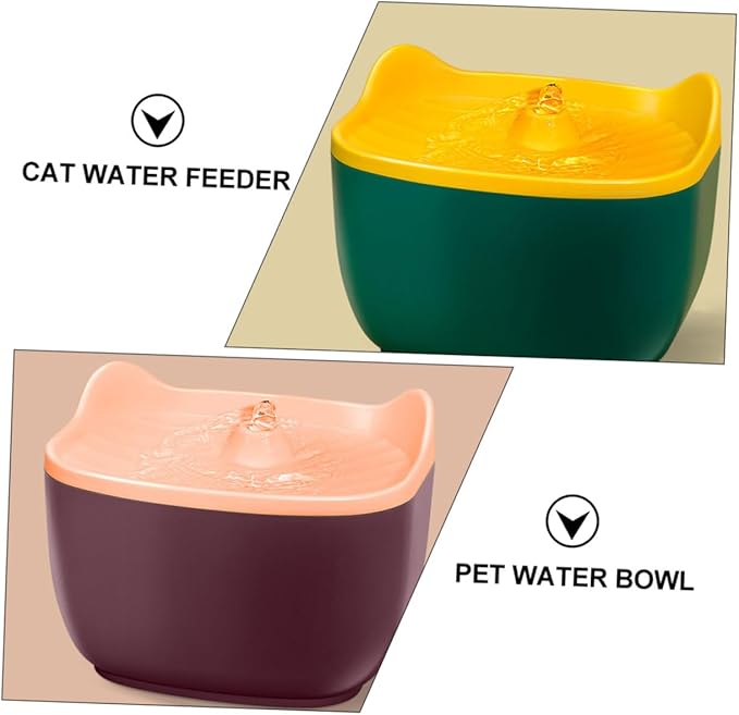 Mipcase 2pcs Automatic Pet Water Bowl Cat Ear Design Convenient Electric Drinking Fountain for Cats and Dogs Silent Household Pet Water Feeder Random