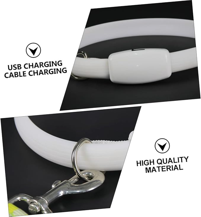 POPETPOP USB Rechargeable Led Dog Collar Night Pet Collar for Safe Walking Lightweight