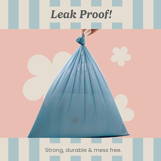 Extra Thick Poop Bags by Peony Celeste - Blue Stone Color, Leak-Resistant, Coreless, Unscented Pet Waste Bags, 9x13 Inches