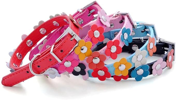 Mini Colorful Flower Puppy Dog Collar Girl Cat Collars Light Blue S