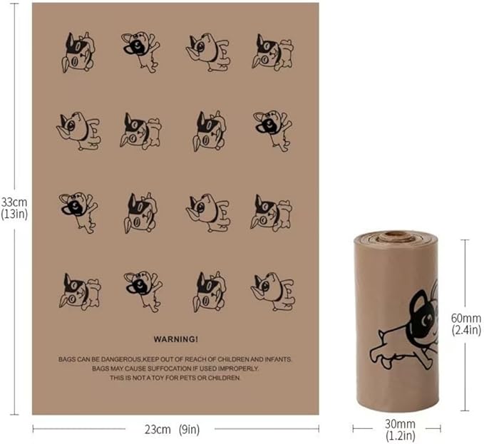 Thick & Strong Dog Poop Bags Scented, Large Capacity Leak Proof Tear Resistant Waste Bags, 6 Rolls 90 Bags for Outdoor Walking and Travel Fast Easy Cleanup (Brown)