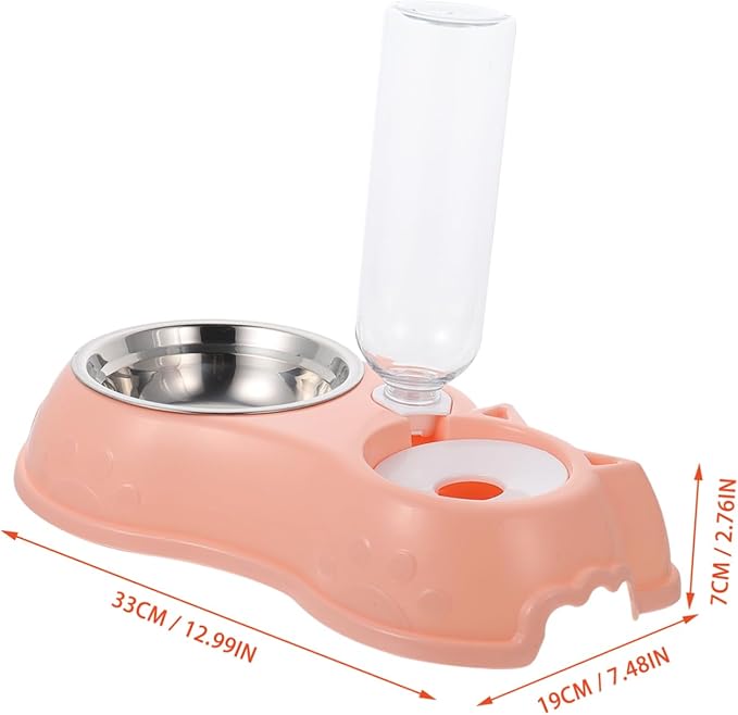Milisten 1set Automatic Dual Pet Feeder and Water Bowl for Cats and Dogs Removable Bottle Easy to and Safe Design for Busy Pet Owners