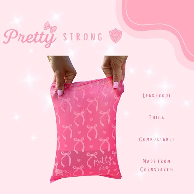 Pretty Dog Poop Bags - 150 Count, Certified Home Compostable, Leakproof, Extra Thick, Tear Resistant, Pink, Vanilla Scented, Cherry Burst