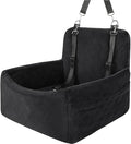 Deluxe Pet Car Seat, Booster Car Seats with Thick Cushionb for Dogs Up to 20 lbs, Detachable Washable Pet Travel Safety Bed with 2 Storage Pockets,and 2 Safety Belts (Black)