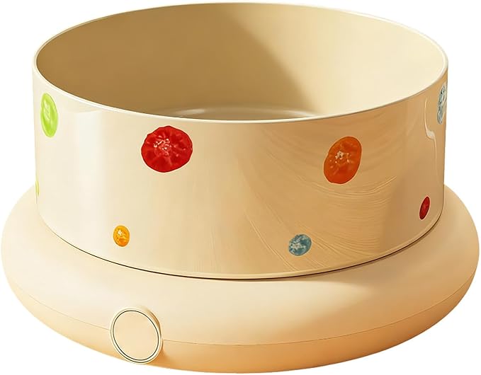 Temperature Control Heated Dog Bowl, Large Automatic Thermal Pet Food & Water Dish Heater for Winter, Safe for Cat Dorm Apartment Living Room Balcony Porch (M)