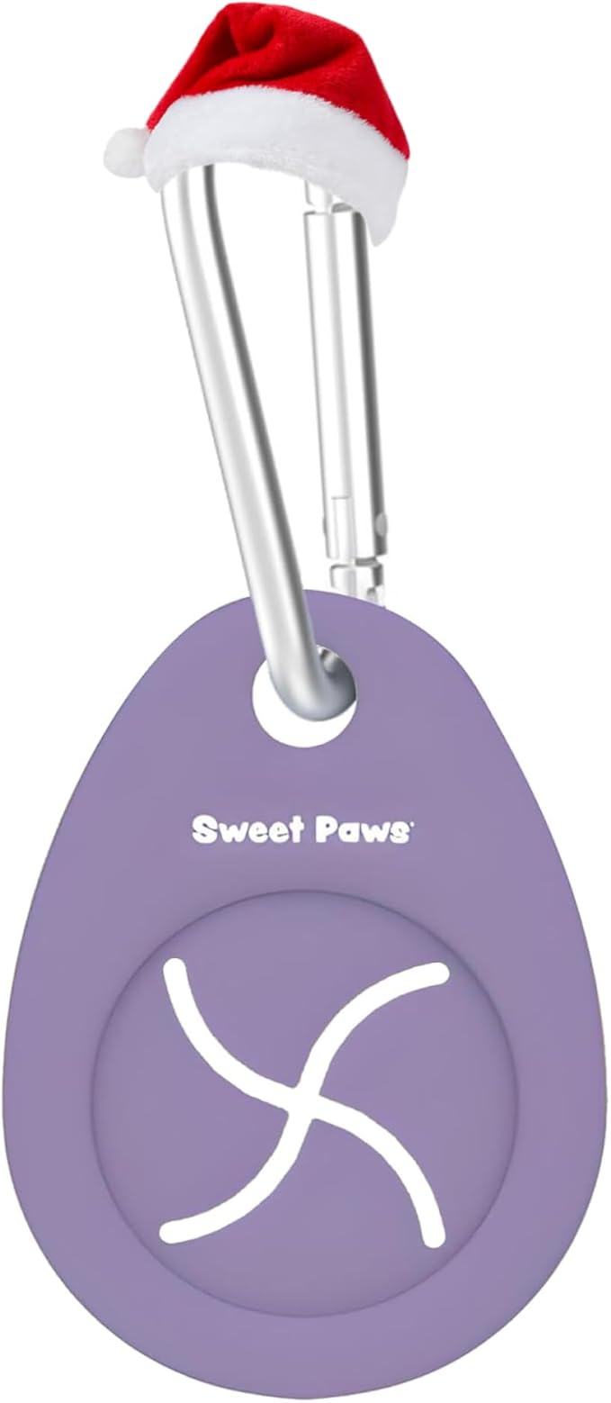 Dog Poop Bag Holder Charm for Hands-Free Carry of Used Poop Bag, Durable Eco-Friendly Silicone Dog Walking Accessory with Carabiner Clip -Lavender Cream