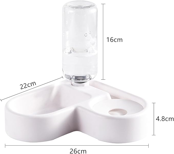 TiaoBug Pet Automatic Water Feeder and Food Bowl Gravity Auto Refill Waterer Feeder for Dogs Cats White One Size