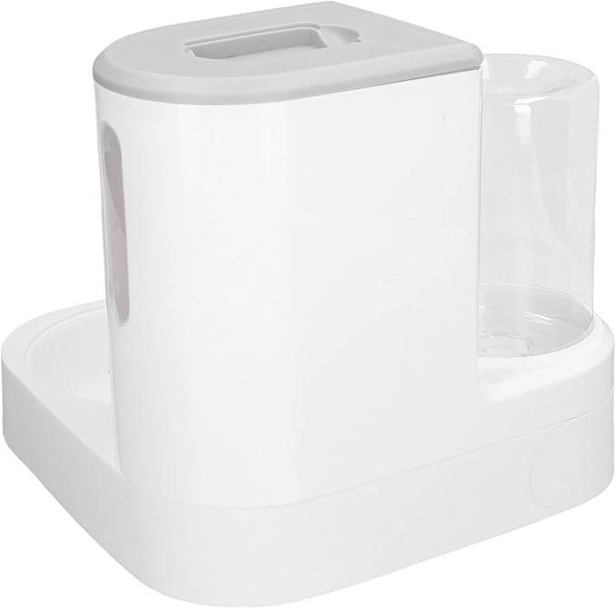 ANGGREK Cat Automatic Feeder Waterer Set, Large Capacity 2 in 1 Dog Feeder Waterer Set Easy Cleaning for Indoor (Grey)