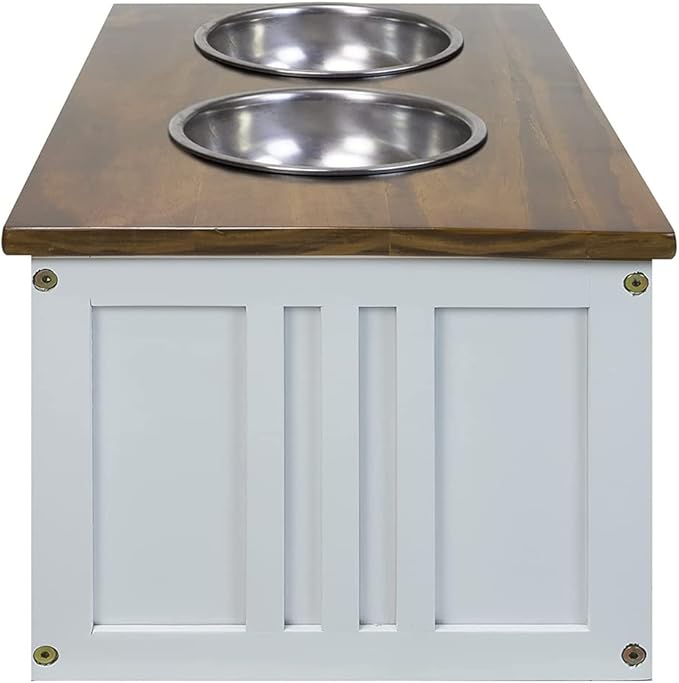 Wooden Capacity Stand pet Feeder pet Feeder Station Wooden pet Feeder with Metal Frame Wooden pet Feeder with Metal 2 Bowls