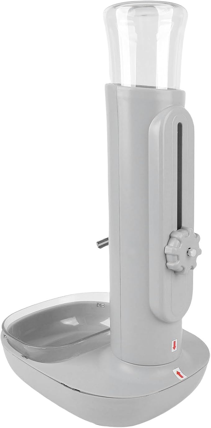 Pet Standing Water Dispenser, Automatic Feeding Water Bowl, 680ml Capacity, Adjustable Height, Hanging Design, for Small Cats and Dogs, with Detachable Feeder (Gray)