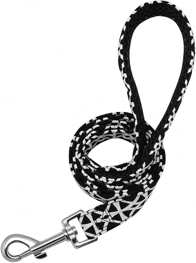 Personalized Dog Collar Leash Nylon Print Small Dog Collars and Lead for Small Medium Large Pet Pitbull German Shepherd Puppy Black L S
