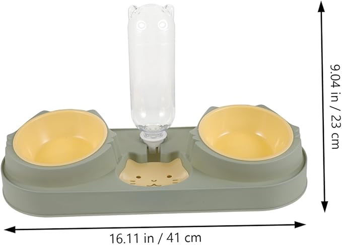 Generic Automatic Double Bowl Pet Feeder with Drinking Water Dispenser Bite Resistant and Skid Cat and Dog Food Holder for Home Use Easy to Fill and Stable Design