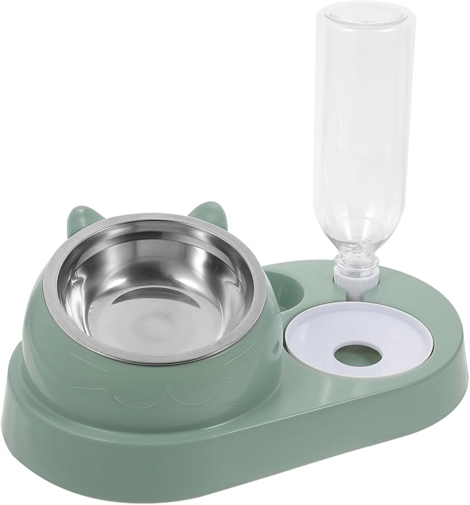 POPETPOP Automatic PET Feeder with Water Dispenser Dual Bowl Design for Cats and Small Dogs Skid Base Detachable for Easy Cleaning for Indoor Use
