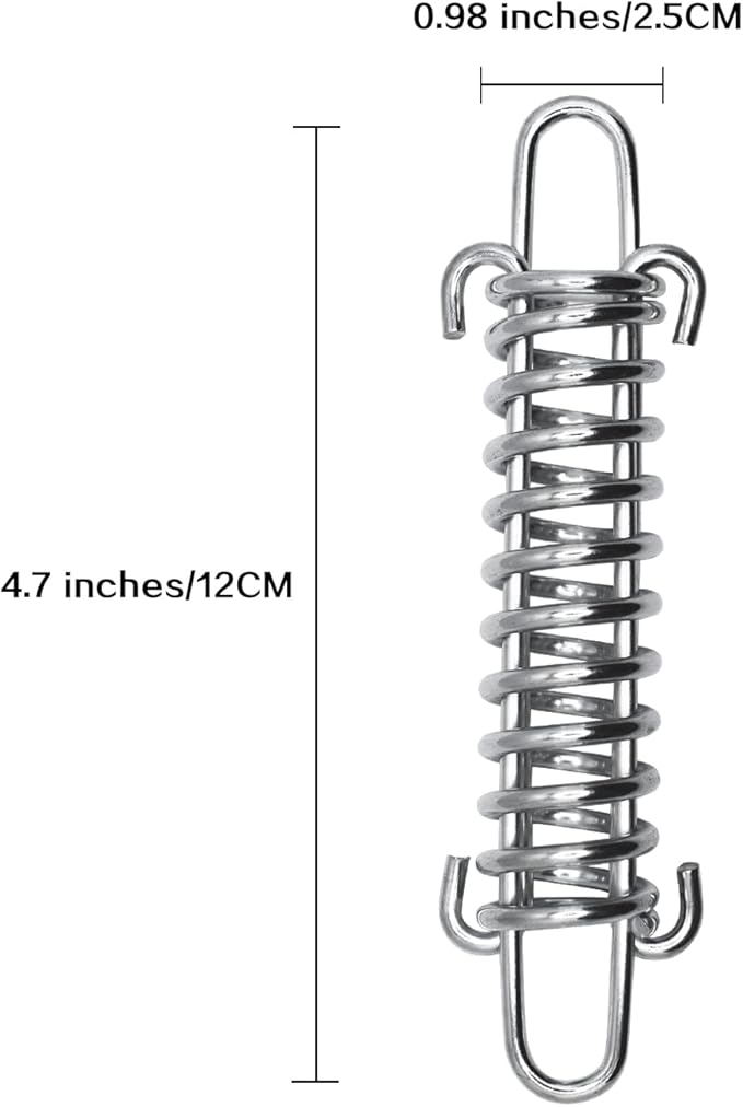 Dog Leash Shock Absorber Spring - SUUJI 4 Pcs Dog Tie Out Shock Buffer Spring for Training Sun Shade Heavy Duty Galvanized Steel Tent Rope Fixed Buckle Tensioner/Tightener for Outdoor Hiking Camping