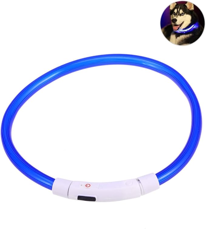 Totority Glowing Pet Dog Collar Led Dog Collar USB Rechargeable Reflective Buckle Night Safety