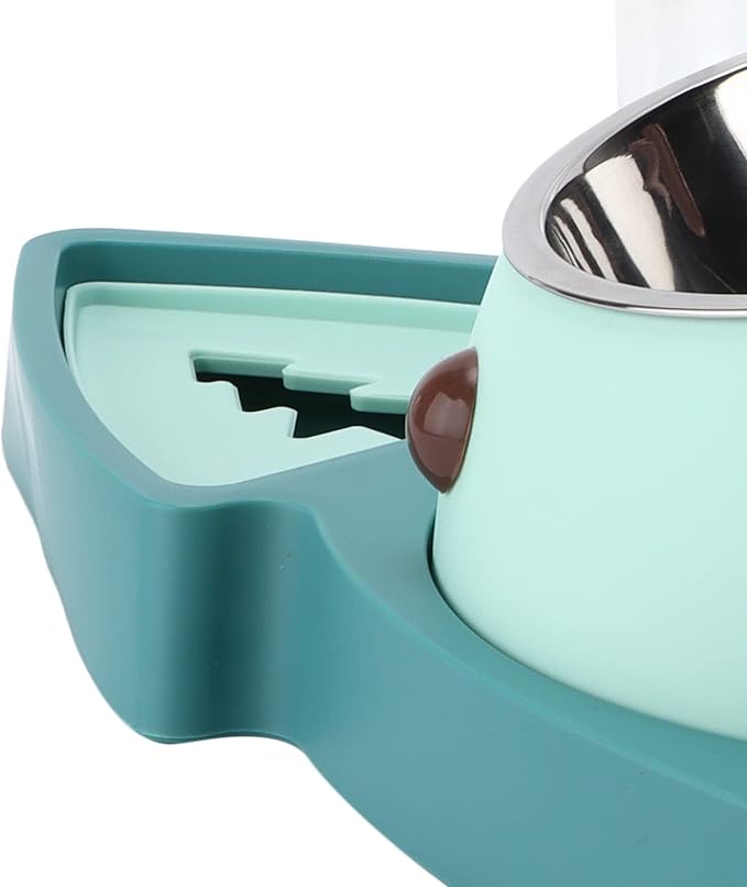 Generic Pet Food Feeder Automatic Water Dispensers Set Detachable Stainless Steel Bowl Small Medium Pets Easy Clean Safe Material (Agate Green)
