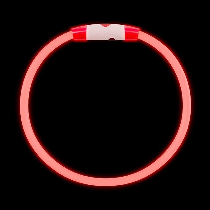 Rechargeable Reflective Pet Gear LED Dog Collar Light Up, Flashing Glowing Illuminated Collar for Night Walking, Neon Pet Collar with Light for Small/Medium/Large Dogs (Red, 1-Pack)